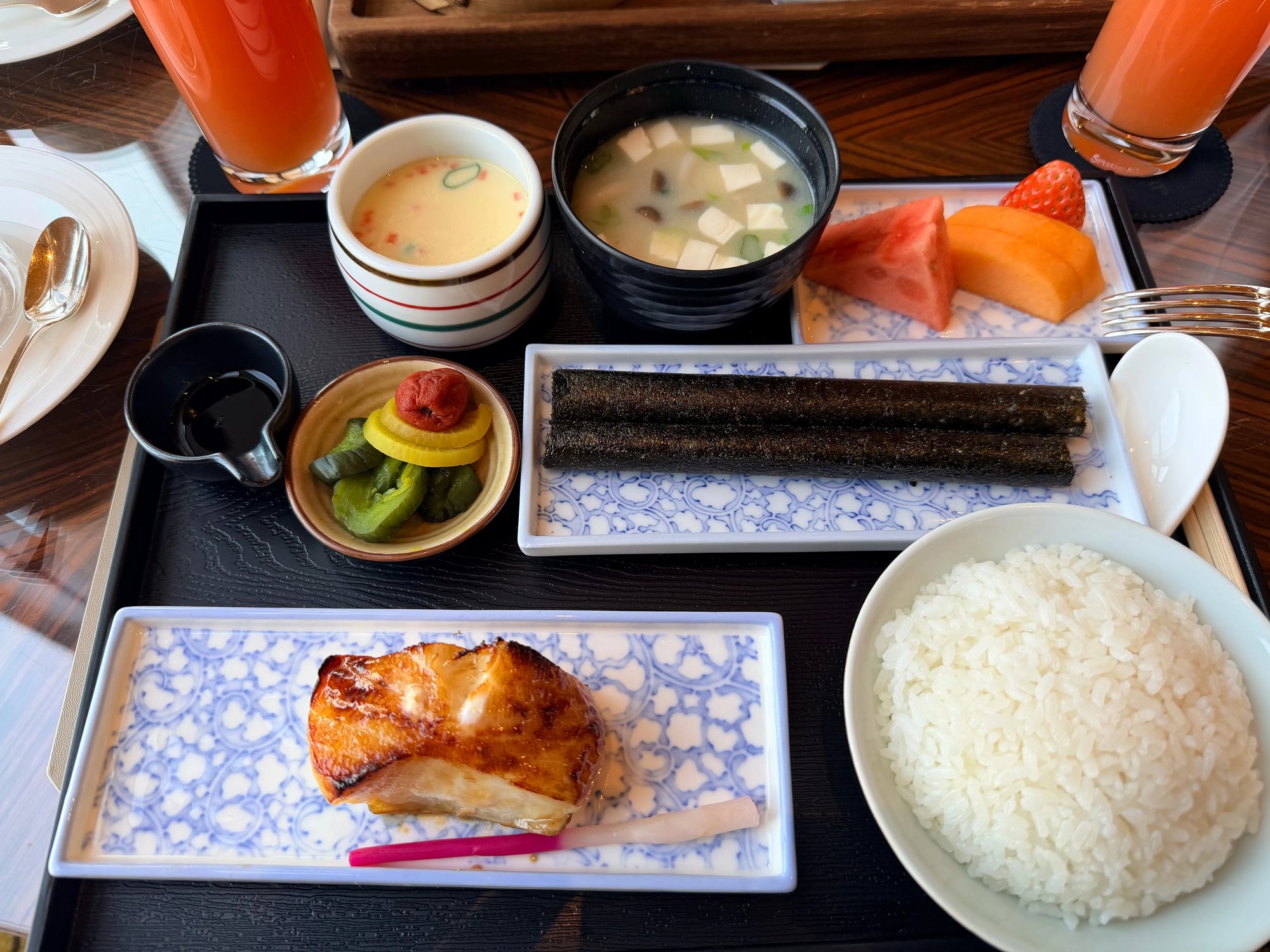 A Japanese breakfast tray