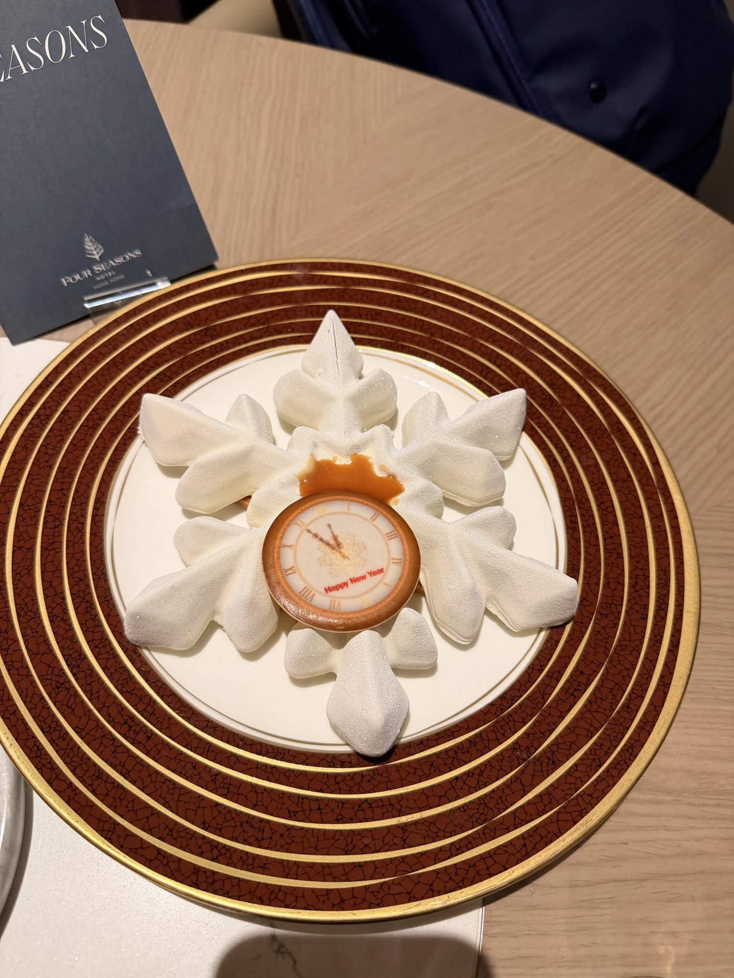 A dessert plate with a sugar clock