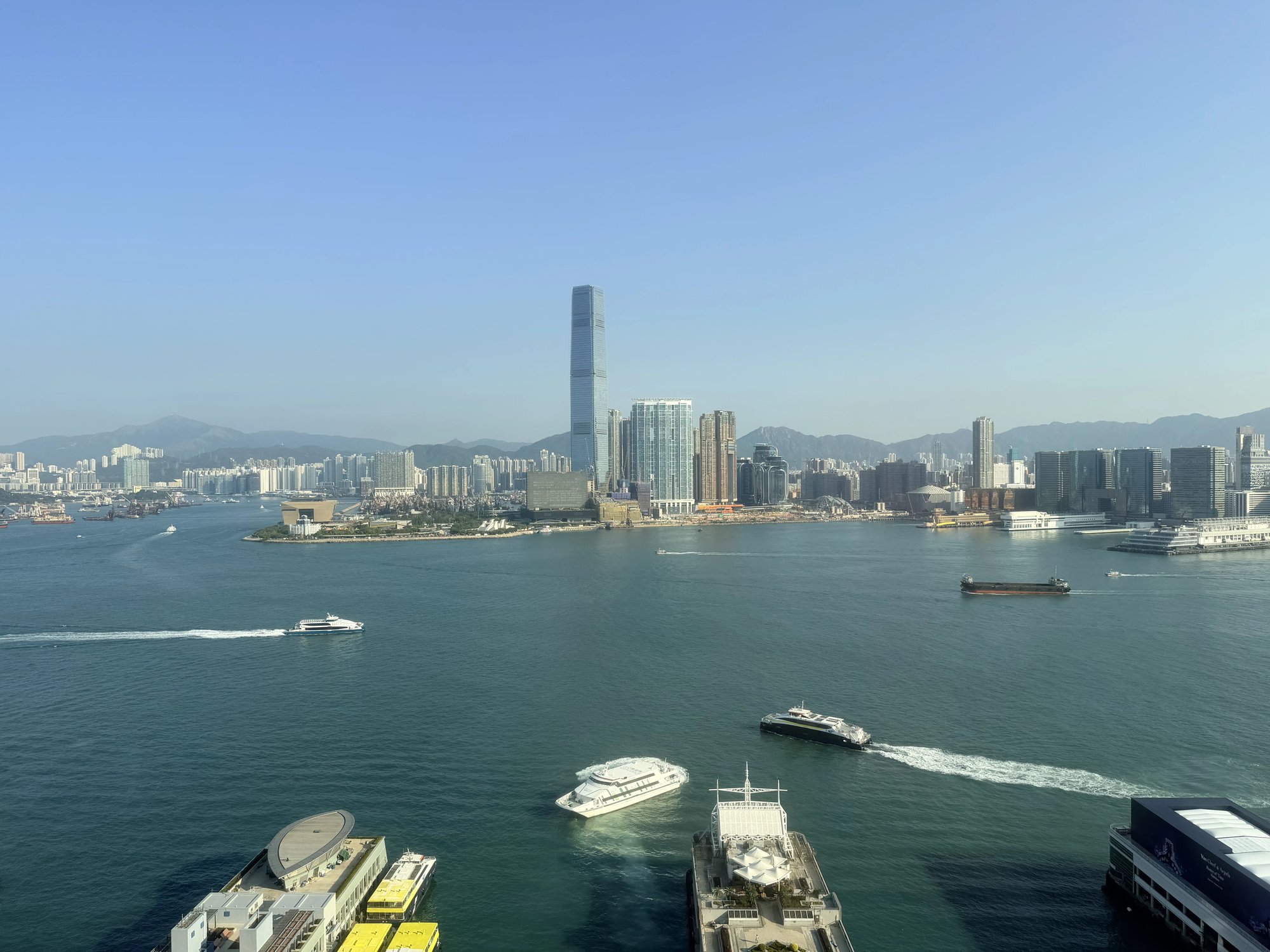 Victoria Harbour and Kowloon in daylight