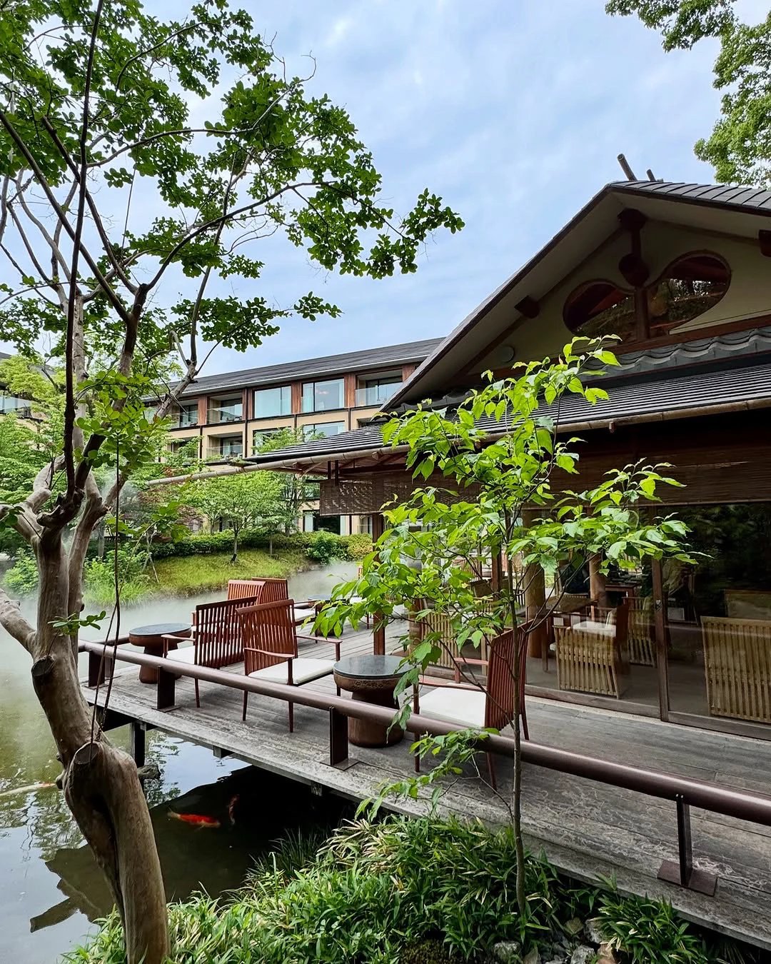 The teahouse pavilion on the pond
