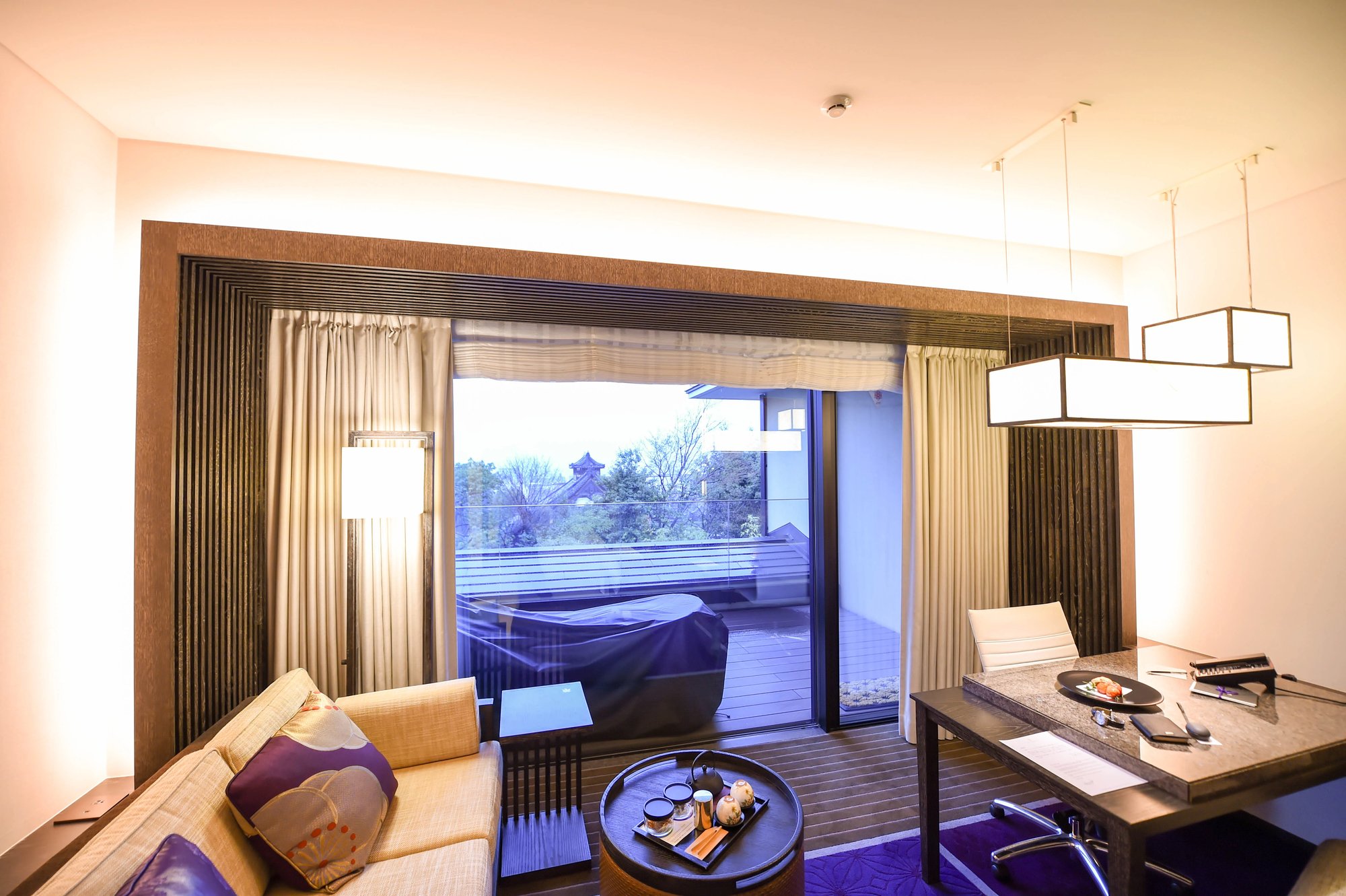 The living area opening to the balcony