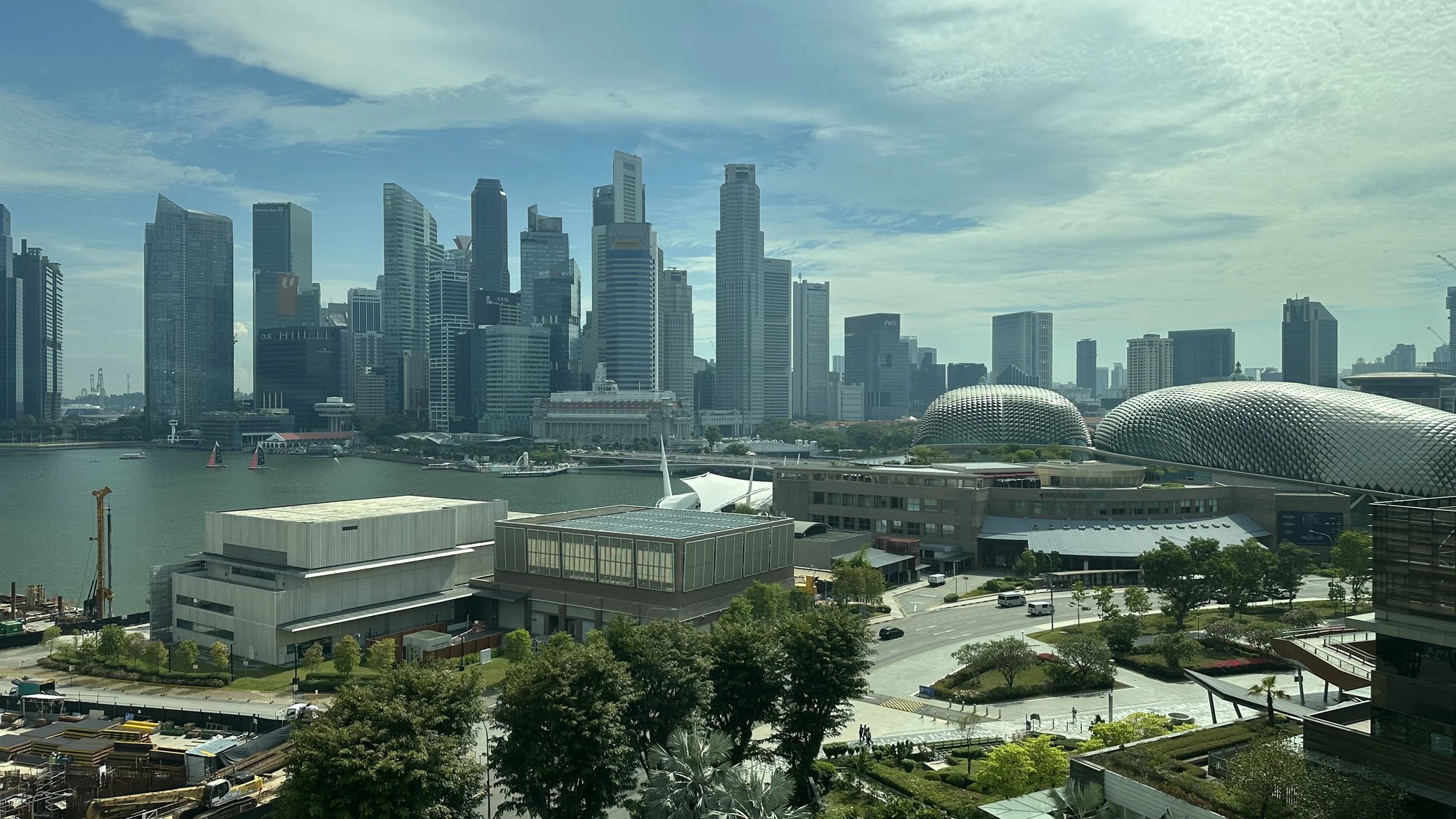 The Marina Bay skyline and the Esplanade from the room window
