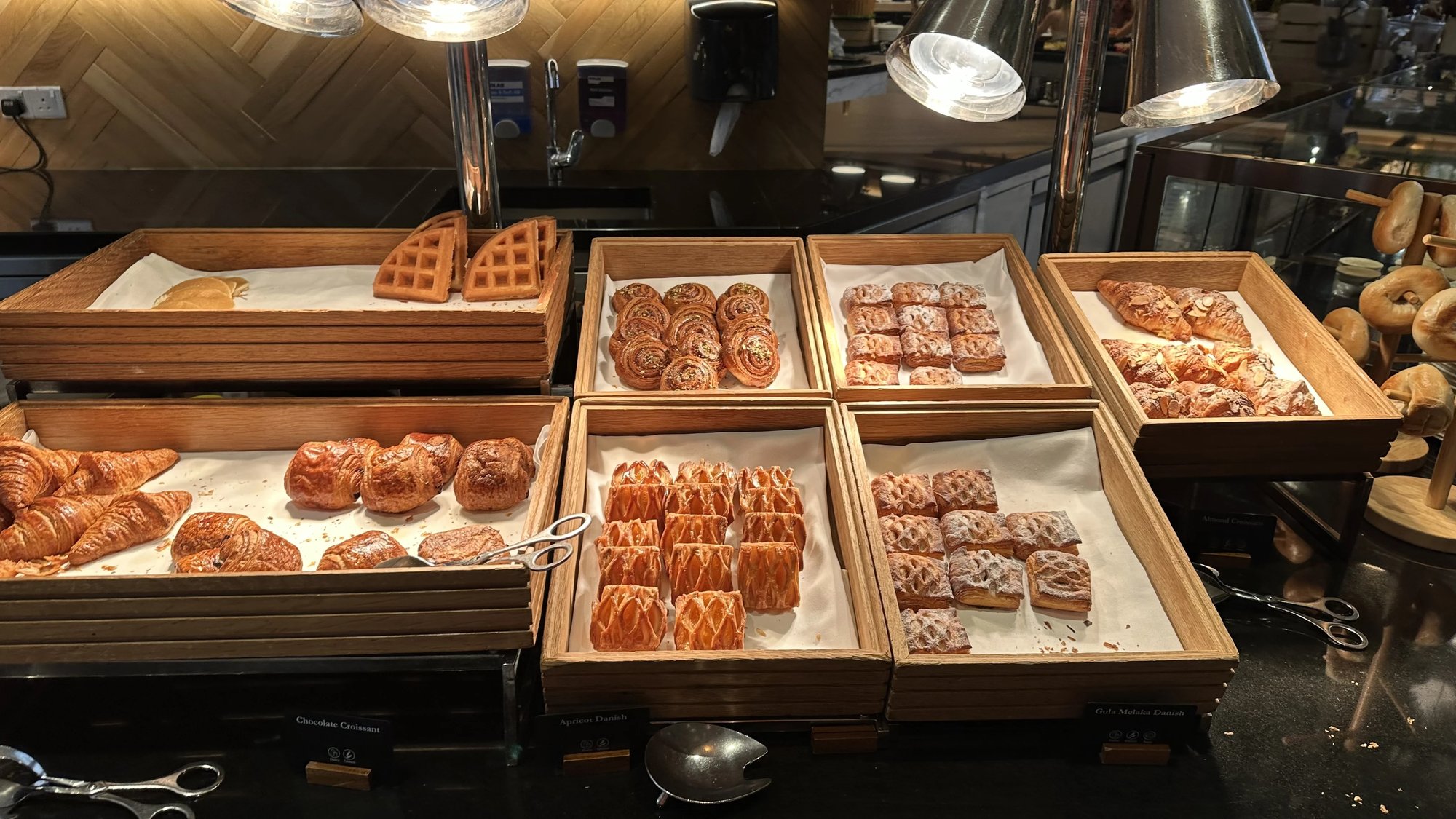 Trays of pastries at the embu breakfast buffet