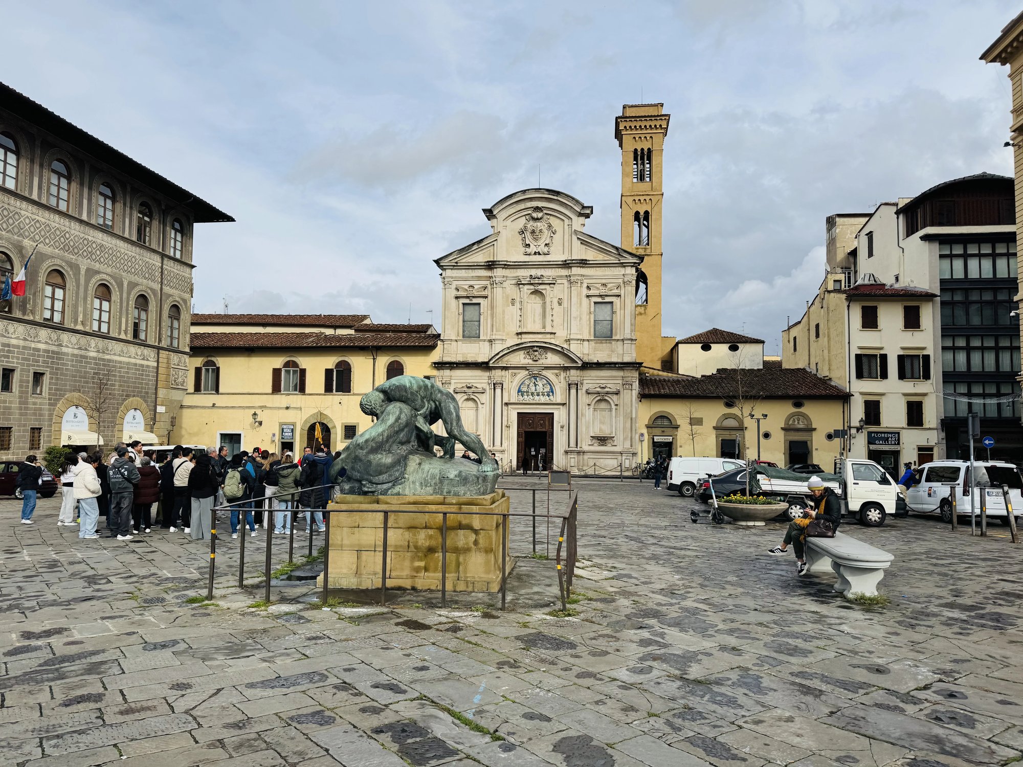 Piazza Ognissanti outside the hotel with the church and fountain