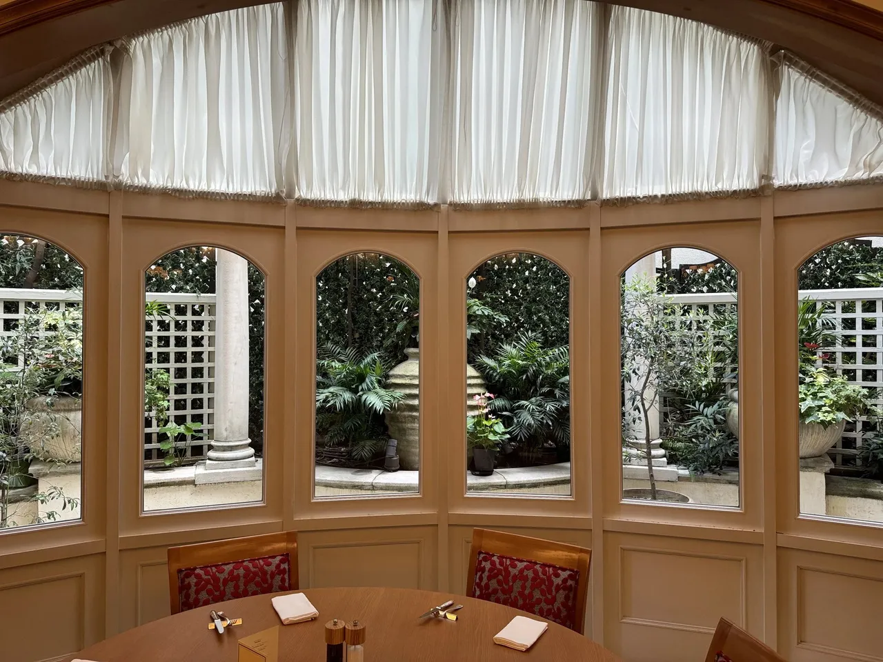 Garden-view conservatory at the breakfast restaurant